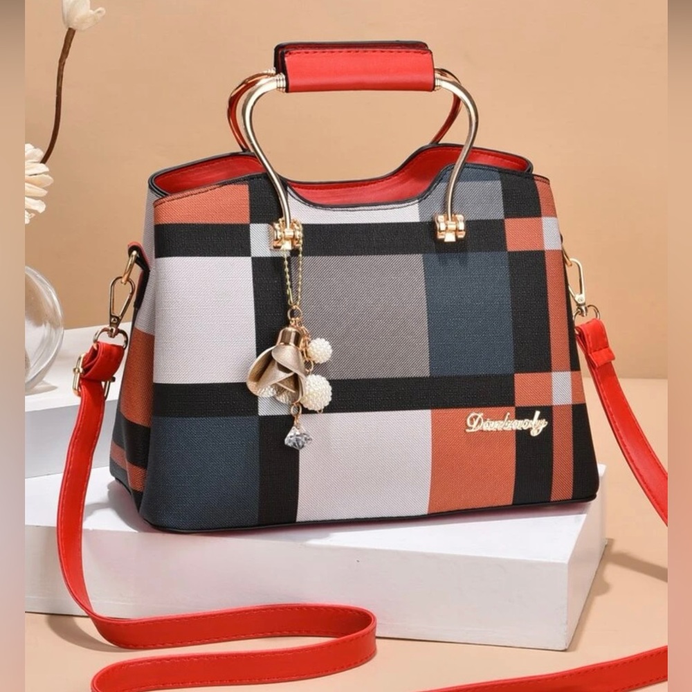 Elegant Splicing Shoulder Bag for Women Luxury Top-handle Handbags